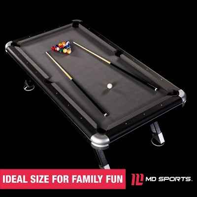 MD Sports 7.5' Black and Silver Pool Table with Steel Legs