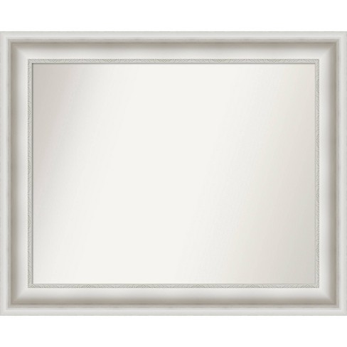 34" x 28" Non-Beveled Parlor White Bathroom Wall Mirror - Amanti Art: Modern Rectangle, Includes Mounting Hardware - image 1 of 4