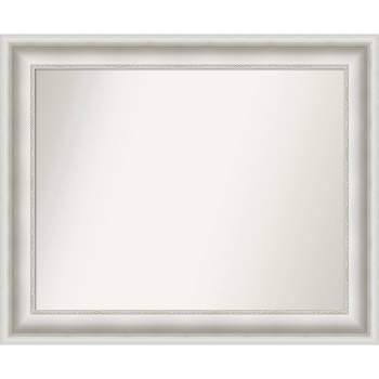 34" x 28" Non-Beveled Parlor White Bathroom Wall Mirror - Amanti Art