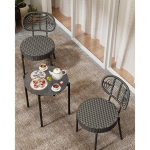 3Pcs Wicker Patio Bistro Furniture Set with 2 Rattan Chairs and 1 Glass-Top Coffee Table for Balcony, Garden, Lawn or Backyard, Outdoor Cafe - 1 of 4