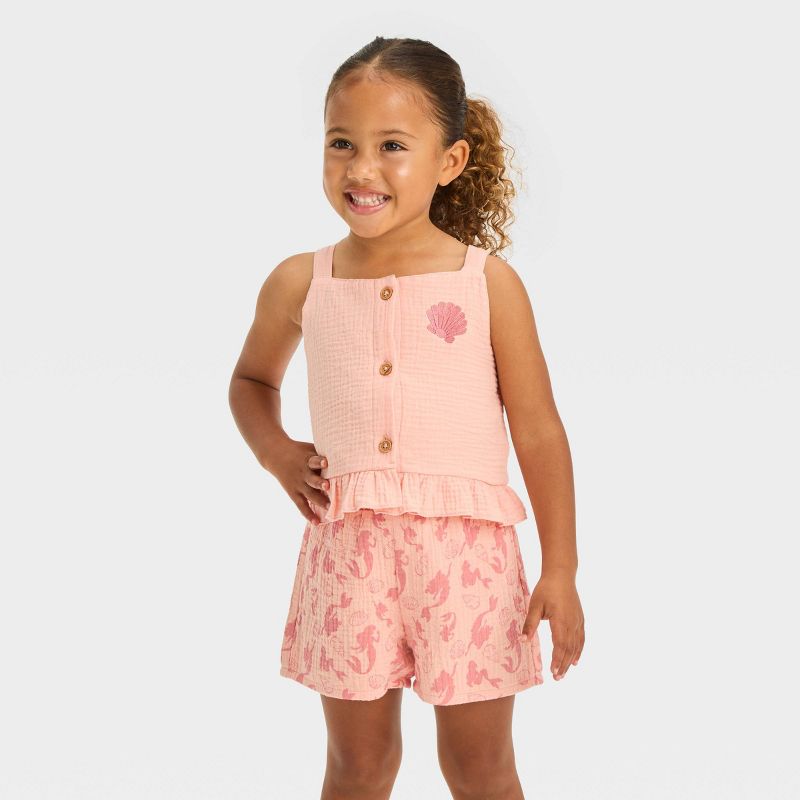 Toddler Girls&#39; Disney Ariel Top and Bottom Set - Pink, 1 of 6