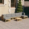 vidaXL Patio Furniture Set 8 Piece Outdoor Sectional Sofa Solid Wood Pine - Natural With Cushions - 2 of 4