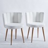 Sapphtopaz Modern Dining Chairs Set of 2 Short-Hair Upholstered Wide Backrest Chairs with Iron Tube Wood Color Legs for Kitchen and Dining - 2 of 4