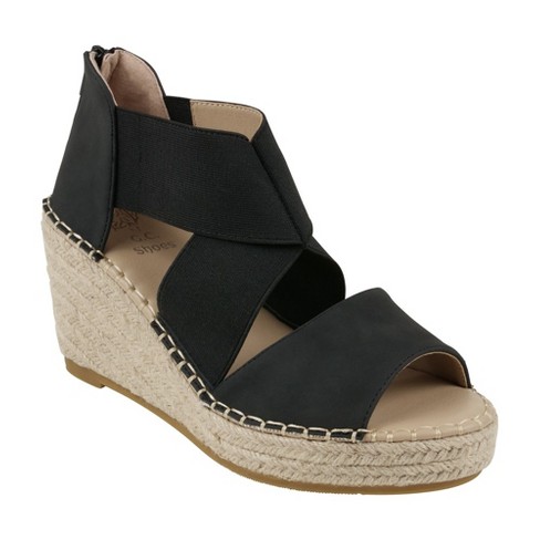 ukuelige januar Ja Gc Shoes Tia Black 8 Elastic Cross Strap Espadrille Wedge Sandals : Target