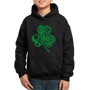 LA Pop Art Boy's Word Art Hooded Sweatshirt - St. Patrick's Day Shamrock - 1 of 4