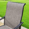 Captiva Designs 9pc Outdoor Slat-top Square Metal Dining Table and Grayish Brown Sling Swivel Chairs - 4 of 4