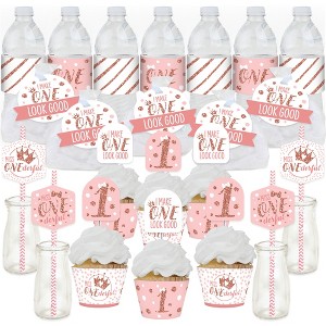 Big Dot of Happiness 1st Birthday Little Miss Onederful - Girl First Birthday Party Favors and Cupcake Kit - Fabulous Favor Party Pack - 100 Pieces - 1 of 4