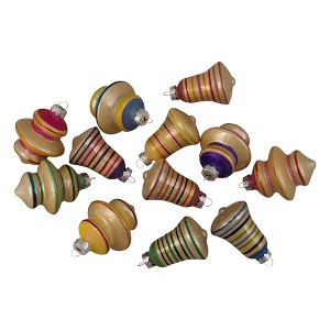 Northlight 12ct Purple 2-Finish Striped Glass Christmas Finial and Bell Ornaments 2.75" - 1 of 3