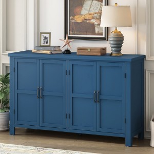 4-Door MDF Storage Sideboard with Adjustable Shelves, Retro Metal Handles and Pinewood Legs for Living Room, Study, or Entryway - 1 of 4