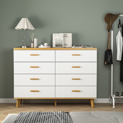 Hommoo 8 Drawer Double Dresser for Bedroom White