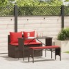 vidaXL 3 Piece Patio Dining Set with Cushions Brown Poly Rattan - 2 of 4