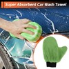 Unique Bargains Car Wash Towel Coral Fleece for Car Cleaning Wiping 9.84"x7.87"x0.39" Green - 2 of 4