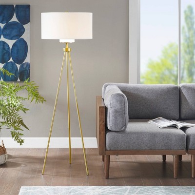 Elegant Silver Tripod Floor Lamp with Glass Shade