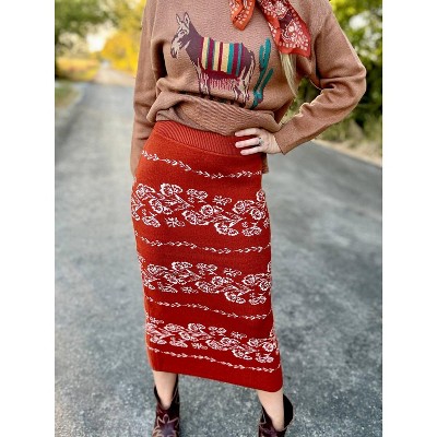 Women's Pumpkin Spice Knit Midi Skirt - Main Strip