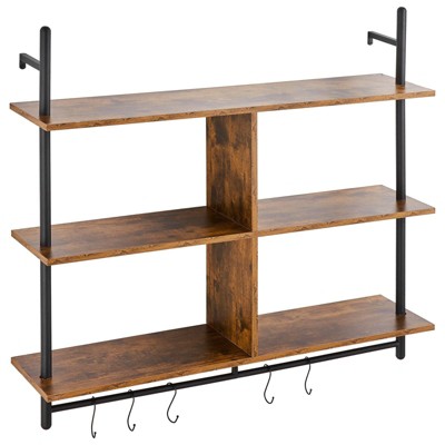 Munora Industrial Pipe Shelf 3 Tier 41.5x9.84in Wall-Mount for Kitchen Bedroom