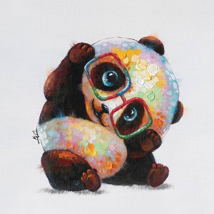 Yosemite Home Decor Smarty Panda Unframed Wall Canvas : 24x24 Modern Animal Art, Vertical Canvas Painting for All Ages - 1 of 4