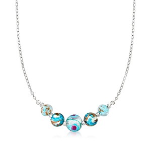 Ross-Simons Italian Multicolored Murano Glass Bead Necklace in Sterling Silver Size 18 - 1 of 4