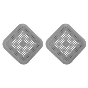 Unique Bargains Shower Drain Hair Catcher Square Drain Cover with Anti-slip Point Silicone Hair Stopper - 1 of 4