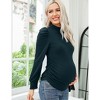 Coolmee Women's Maternity Shirt Long Puff Sleeve Top Mock Neck Ribbed Knit Ruched Side Blouse - 3 of 4