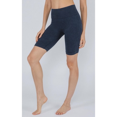 Women's High-waist Cotton Blend Seamless 7 Inseam Bike Shorts - A