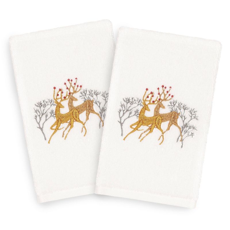 2pk Deer Pair Hand Towel Set White - Linum Home Textiles, 3 of 5