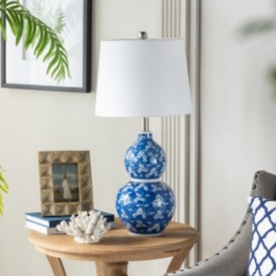 25.7" Modern Ceramic Table Lamps with Vase-Style Base and Coordinated Shade, Nightstand Lamps for Bedroom or Living Room–The Pop Home