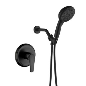 Cobbe Single Handle Wall Mount 10 Settings ABS Shower Hand Shower with 59-Inch Stainless Steel Shower Hose and Valve Matte Black - 1 of 4