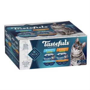 Blue Buffalo Tastefuls Savory Singles Adult Cuts in Gravy Wet Cat Food Variety Pack with Chicken and Turkey Entrée - 12ct/31.2oz - 1 of 4