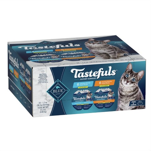 Blue Buffalo Tastefuls Savory Singles Adult Cuts In Gravy Wet Cat Food Variety Pack With Chicken And Turkey Entree 12ct 31.2oz Target