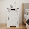 LIVAREEmlen Farmhouse Nightstand Side Table, Wooden Rustic End Table, Tall Bedside Table with Electrical Outlets Charging Station - White - 4 of 4