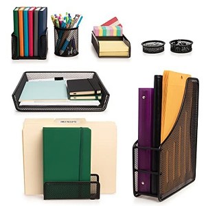 Simply Genius 8 Piece Mesh Desk Organizer Set with Pencil Holder, File Organizer, Paper Organizer for Office Supplies - 1 of 4