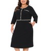 Agnes Orinda Women's Plus Size Vintage Wear Crew Neck 3/4 Sleeve Tunic Midi Dresses for Work Office Cocktail - 2 of 4