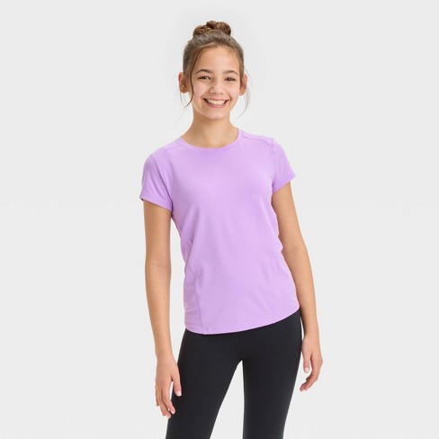 Girls' Short Sleeve Fashion T-shirt - All In Motion™ Violet L : Target