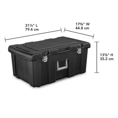 Sterilite Black 64 Quart Stackable Plastic Footlocker with Wheels