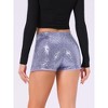 INSPIRE CHIC Women's Mid Rise Solid Sparkle Sequin Zipper Shorts - 3 of 4