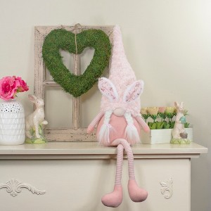Northlight Sitting Easter Gnome with Bunny Ears and Dangling Legs - 32" - White and Pink - 1 of 4