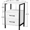 Nightstand with Charging Station, RGB Lights and Drawers, Side Table, White - 2 of 4
