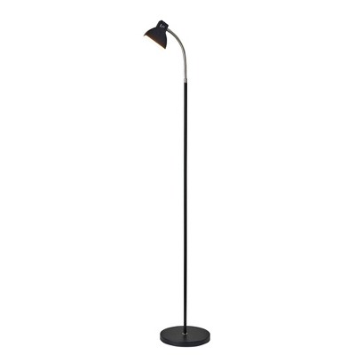 Adjustable Black and Brushed Steel Arc LED Floor Lamp