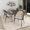 LeisureMod Urbane Dining Chair vynil Upholstery, Wicker-back and Stainless Steel Legs, Set of 4 - 3 of 4