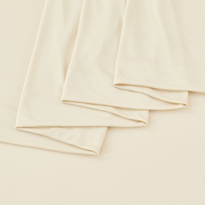 Beige and White Queen Performance Microfiber Sheet Set