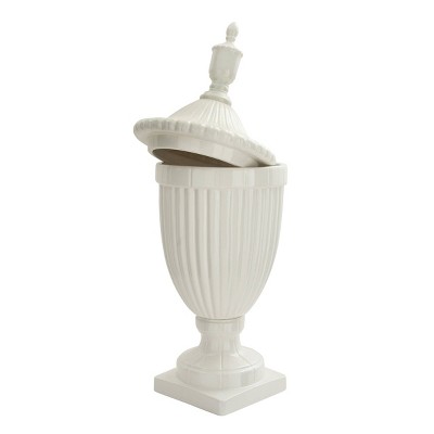 32" White Ceramic Tall Fluted Decorative Urn