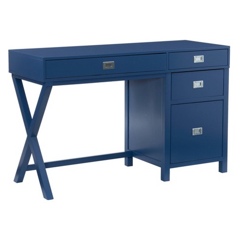 Peggy Transitional Campaign Side Storage Desk Navy - Linon : Target