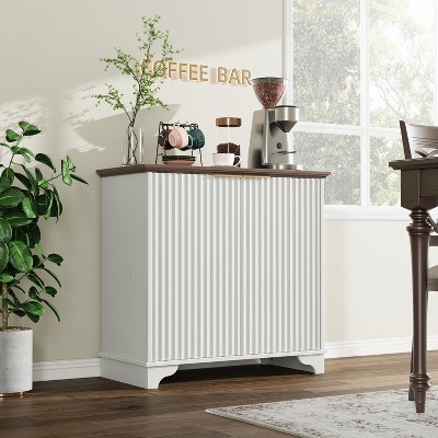 Fluted Sideboard Buffet Cabinet with Storage, 2 Door Storage Cabinet, Buffet Cabinetry with Adjustable Shelves, Load-Bearing Support Feet for Kitchen