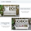 Resenkos Garden Bench, Patio Bench,Outdoor Storage Bench 2-Person Backyard Patio Bench with Louvered Side Panels, White - 3 of 4