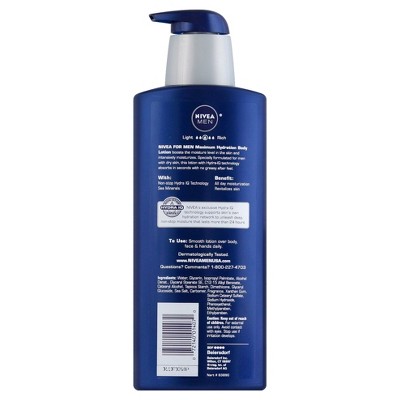 NIVEA MEN Maximum Hydration Body Lotion with Aloe Vera Scented - 16.9 fl oz