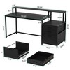 Resenkos Computer Desk, Office Desk, Study Desk,63" Computer Desk, Ergonomic Office Desk with Drawers & Monitor Stand,Black - 2 of 4