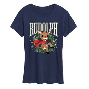 Women's - Rudolph - Rudolph Wreath Collegiate Short Sleeve Graphic T-Shirt - 1 of 4