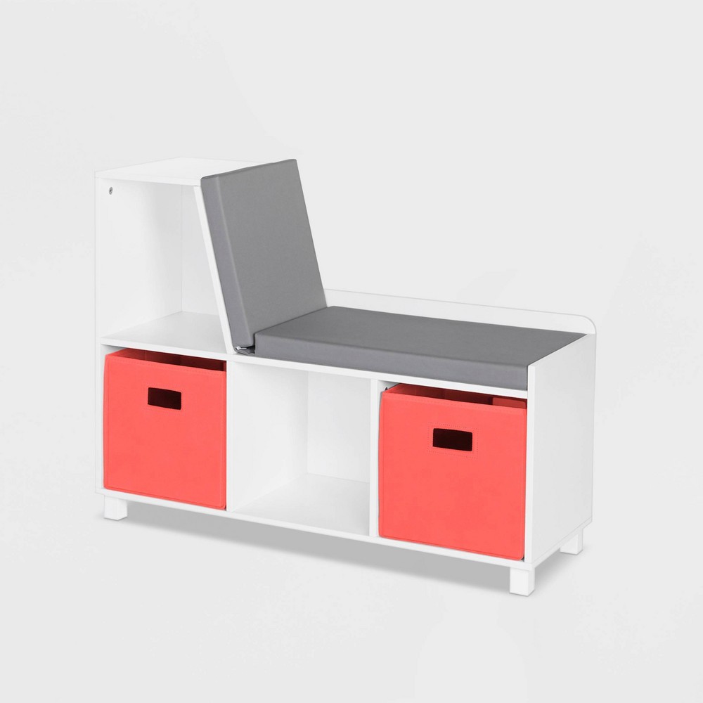 Photos - Chair Kids' Book Nook Collection Cubby Storage Bench with 2 Bins Coral - RiverRi