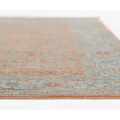 Orange and Blue Rectangular Synthetic Rug 9'3" x 11'10"