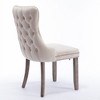 Akoasm Set of 2 Upholstered Wing-Back Dining Chairs with Backstitching Nailhead Trim and Solid Wood Legs-Beige - 4 of 4